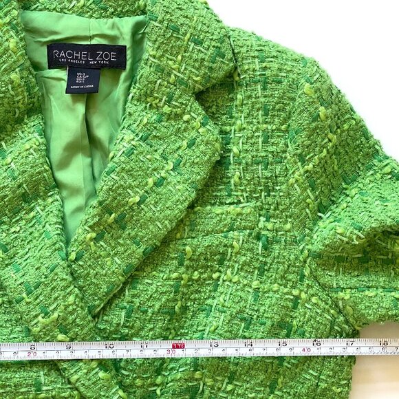 Rachel Zoe Womens Green Tweed Blazer Jacket Size S Boucle Textured Cropped Lined - Picture 11 of 11